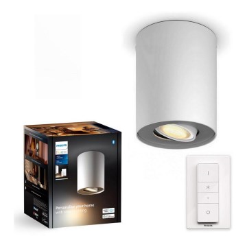 Philips - LED Aptumšojams starmetis Hue PILLAR 1xGU10/4,2W/230V 2200-6500K + tālvadības pults balta