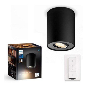 Philips - LED Aptumšojams starmetis Hue PILLAR 1xGU10/4,2W/230V 2200-6500K + tālvadības pults melna