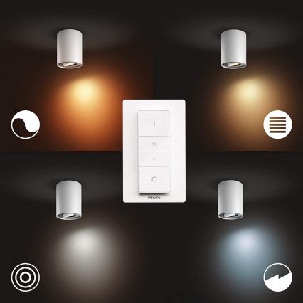 Philips - LED Aptumšojams starmetis Hue PILLAR 1xGU10/4,2W/230V 2200-6500K + tālvadības pults balta