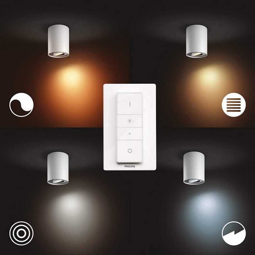 Philips - LED Aptumšojams starmetis Hue PILLAR 1xGU10/4,2W/230V 2200-6500K + tālvadības pults balta