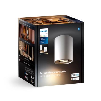 Philips - LED Aptumšojams starmetis Hue PILLAR 1xGU10/4,2W/230V 2200-6500K + tālvadības pults balta