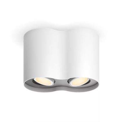 Philips - LED Aptumšojams starmetis Hue PILLAR 2xGU10/4,2W/230V 2200-6500K + tālvadības pults balta