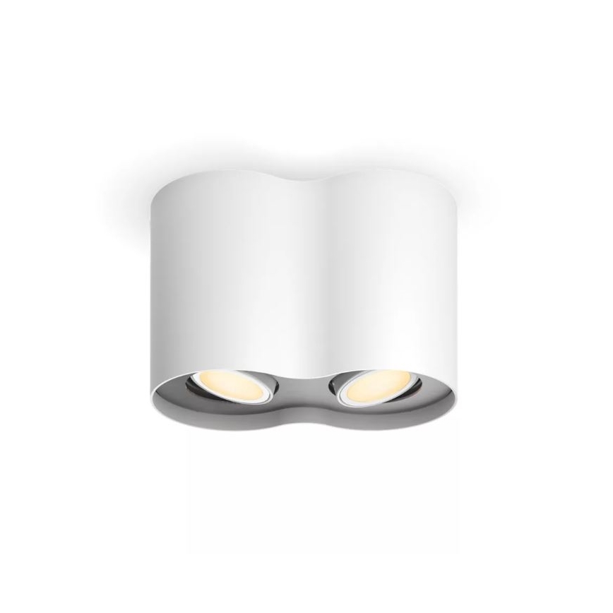 Philips - LED Aptumšojams starmetis Hue PILLAR 2xGU10/4,2W/230V 2200-6500K + tālvadības pults balta