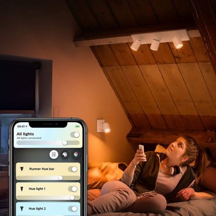 Philips - LED Aptumšojams starmetis Hue RUNNER 1xGU10/4,2W/230V 2200-6500K + tālvadības pults balta
