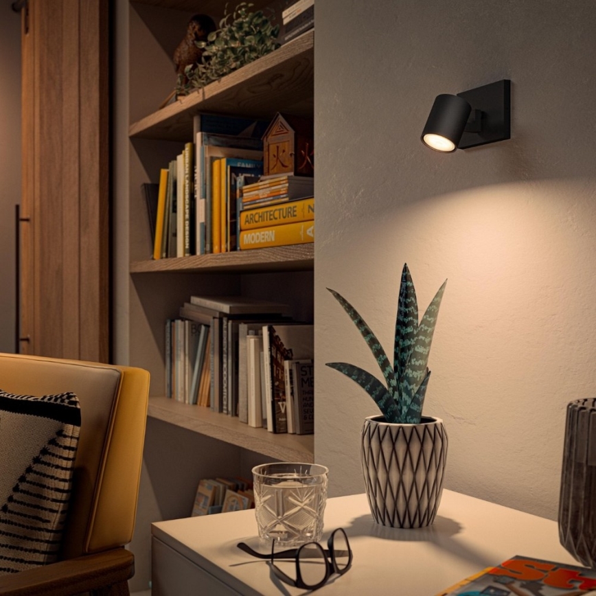 Philips - LED Aptumšojams starmetis Hue RUNNER 1xGU10/4,2W/230V 2200-6500K + tālvadības pults melna