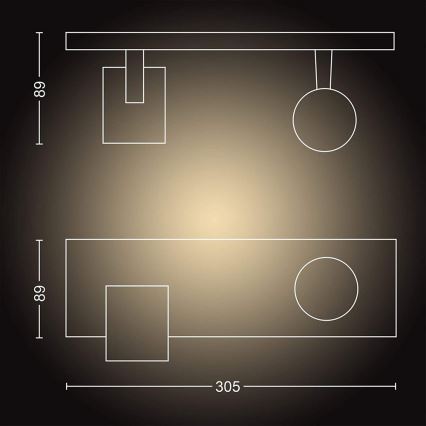 Philips - LED Aptumšojams starmetis Hue RUNNER 2xGU10/4,2W/230V 2200-6500K + tālvadības pults balta