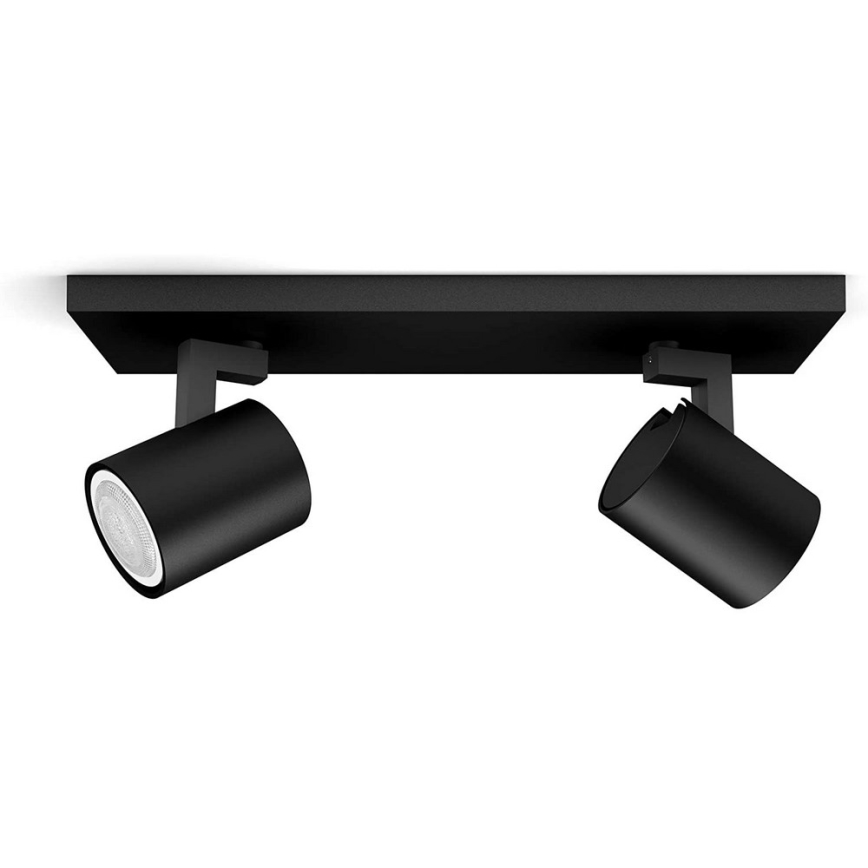 Philips - LED Aptumšojams starmetis Hue RUNNER 2xGU10/4,2W/230V 2200-6500K + tālvadības pults melna