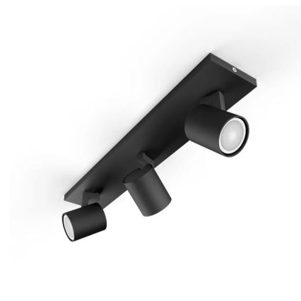 Philips - LED Aptumšojams starmetis Hue RUNNER 3xGU10/4,2W/230V 2200-6500K + tālvadības pults melna