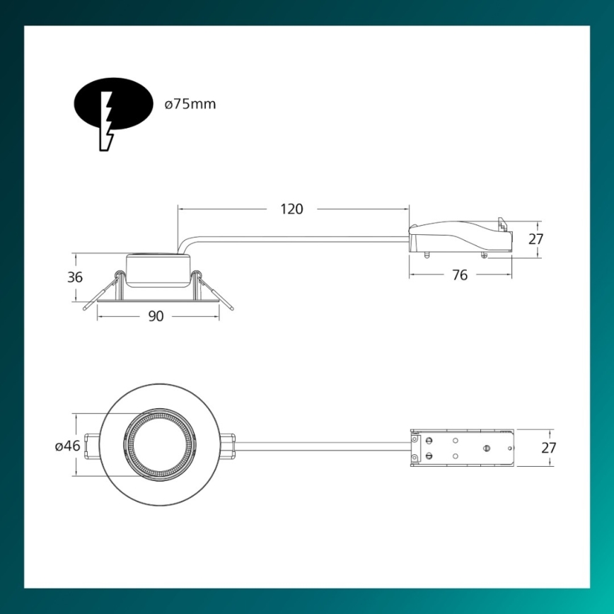 Philips - aptumšojams iebūvējamais LED griestu gaismeklis CILANTRO LED/5W/230V 4000K melns