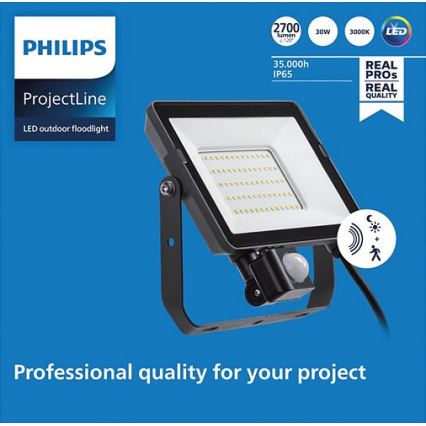 Philips - LED Āra prožektors ar sensoru PROJECTLINE LED/30W/230V IP65 3000K