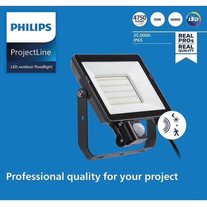 Philips - LED Āra prožektors ar sensoru PROJECTLINE LED/50W/230V IP65 4000K