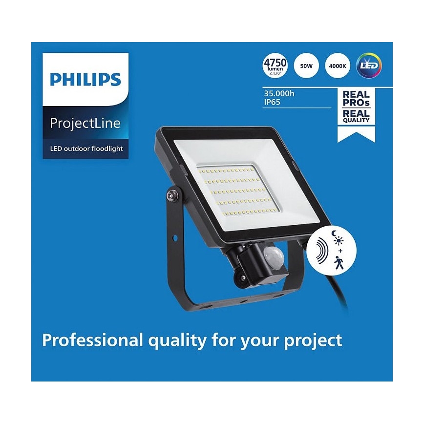 Philips - LED Āra prožektors ar sensoru PROJECTLINE LED/50W/230V IP65 4000K