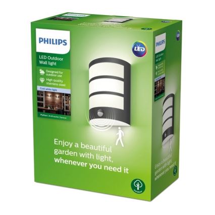 Philips - LED Āra sienas gaismeklis ar sensoru LED/6W/230V 4000K IP44