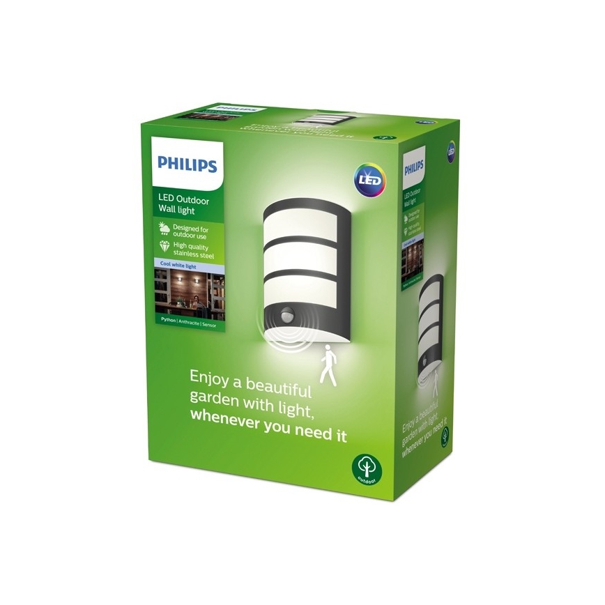 Philips - LED Āra sienas gaismeklis ar sensoru LED/6W/230V 4000K IP44