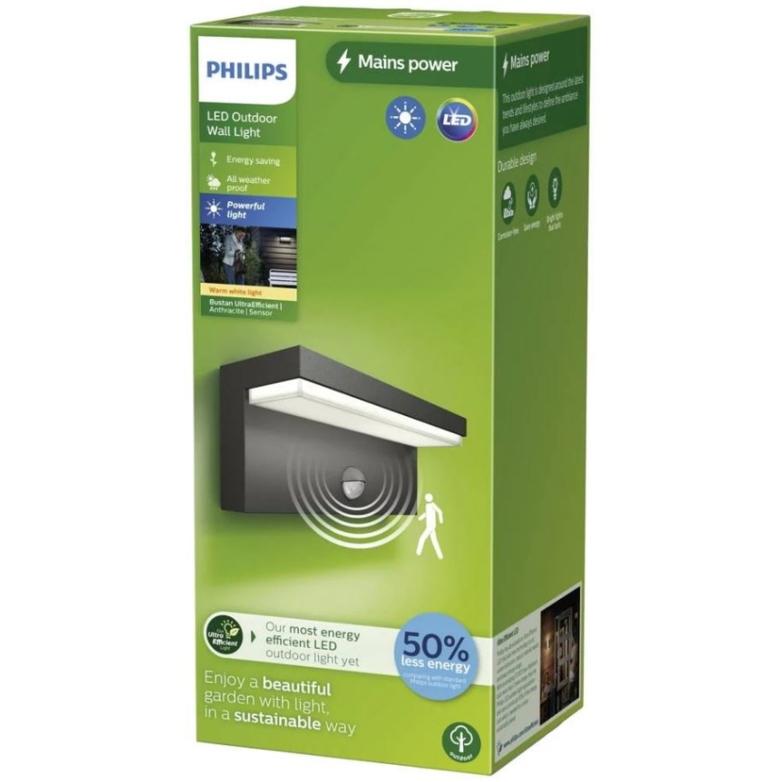 Philips - LED Āra sienas lampa ar sensoru BUSTAN LED/3,8W/230V 2700K IP44