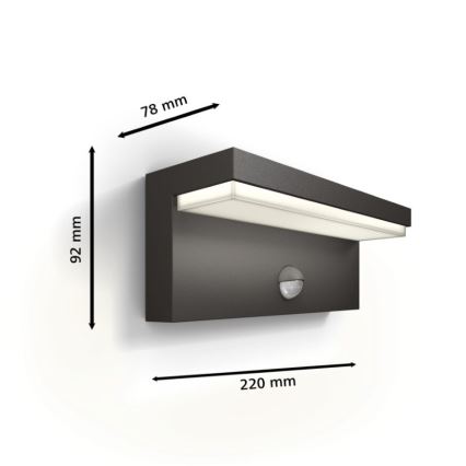 Philips - LED Āra sienas lampa ar sensoru BUSTAN LED/3,8W/230V 2700K IP44