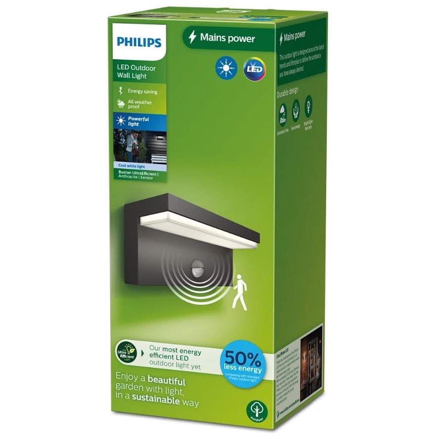 Philips - LED Āra sienas lampa ar sensoru BUSTAN LED/3,8W/230V 4000K IP44