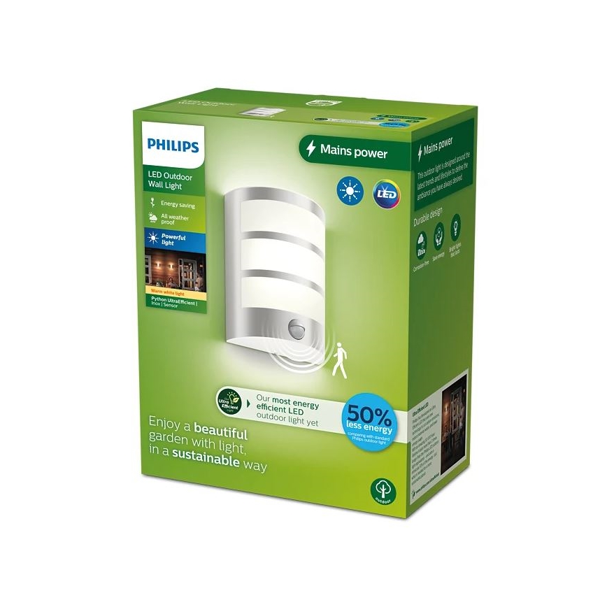 Philips - LED Āra sienas lampa ar sensoru PYTHON LED/3,8W/230V IP44