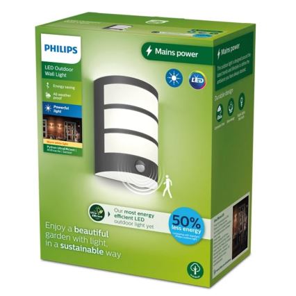 Philips - LED Āra sienas lampa ar sensoru PYTHON LED/3,8W/230V IP44