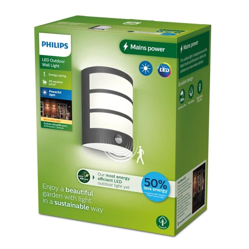 Philips - LED Āra sienas lampa ar sensoru PYTHON LED/3,8W/230V IP44
