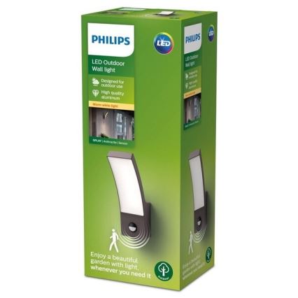 Philips-LED Āra sienas lampa ar sensoru SPLAY LED/12W/230V 2700K IP44