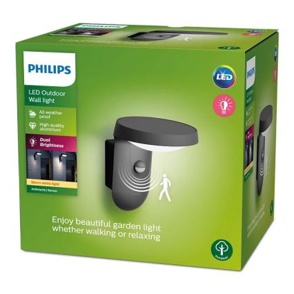 Philips - LED Āra sienas lampa ar sensoru LED/9W/230V 2700K IP44