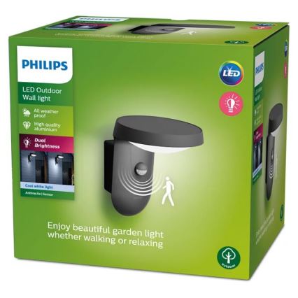 Philips - LED Āra sienas lampa ar sensoru LED/9W/230V 4000K IP44