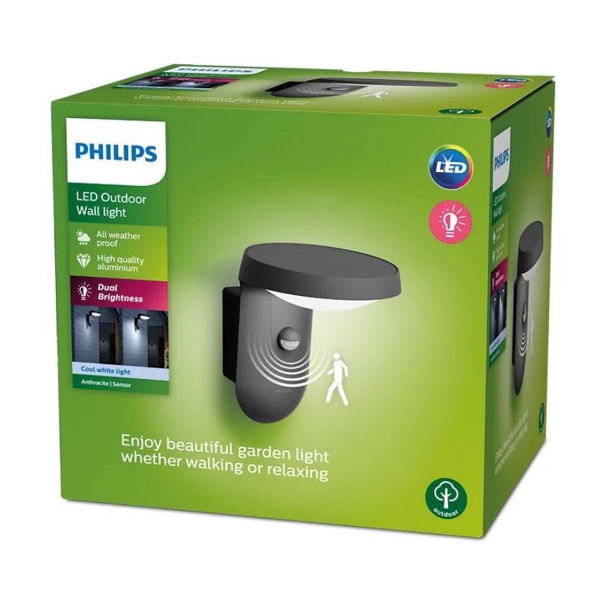 Philips - LED Āra sienas lampa ar sensoru LED/9W/230V 4000K IP44