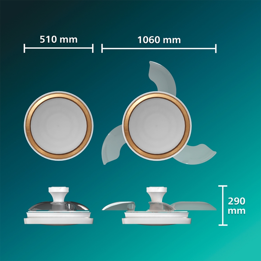 Philips - LED griestu lampa BLISS ar regulējamu spilgtumu un ventilatoru LED/35W/230V zelta + tālvadības pults