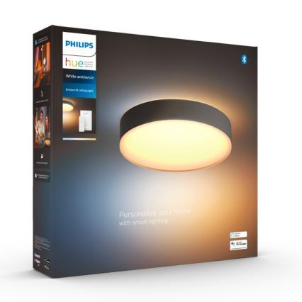 Philips - LED regulējams griestu gaismeklis Hue LED/19,2W/230V 2200-6500K diametrs 381 mm melns + tālvadības pults