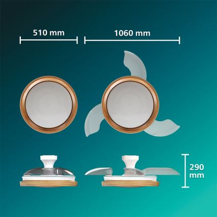 Philips - LED BLISS griestu gaismeklis ar regulējamu spilgtumu un ventilatoru LED/35W/230V brūns + tālvadības pults