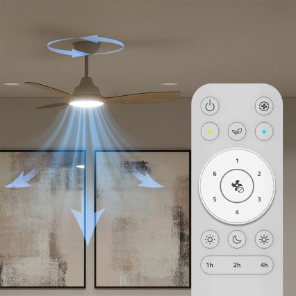 Philips - LED dimējamais griestu ventilators OLAS LED/24W/230V Ø 106 cm balts/brūns + tālvadības pults