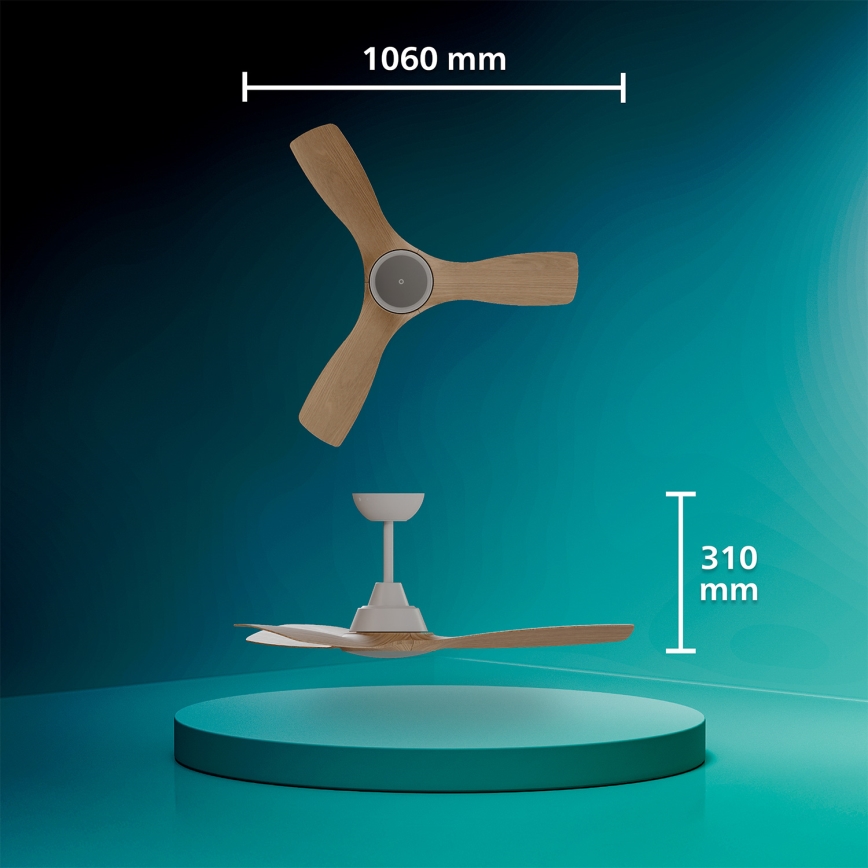 Philips - LED dimējamais griestu ventilators OLAS LED/24W/230V Ø 106 cm balts/brūns + tālvadības pults
