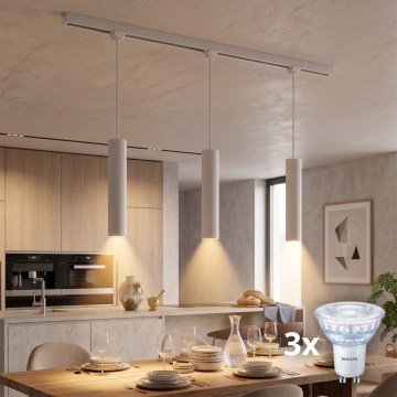 Philips - LED dimmējama lustra uz troses sliežu sistēmā EASYLINK 3xGU10/7W/230V 2200-2700K 1m balta