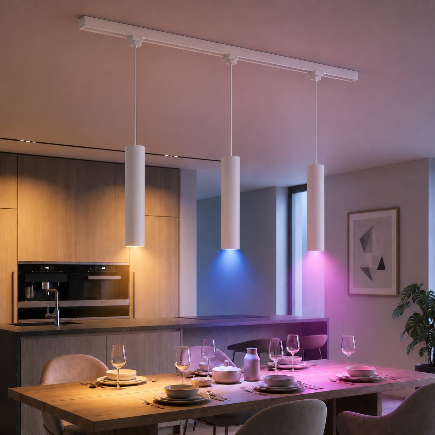 Philips - LED RGBW regulējams gaismeklis uz troses sliežu sistēmā EASYLINK HUE 3xGU10/4,7W/230V 2200-6500K 1m balts