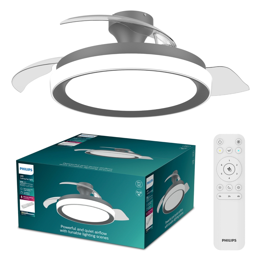Philips - LED griestu gaismeklis ar ventilatoru BLISS LED/35W/230V ar regulējamu spilgtumu, melns + tālvadība