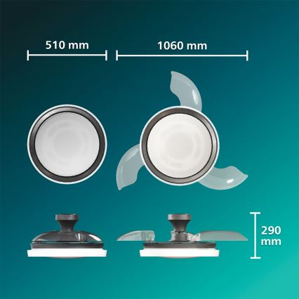 Philips - LED griestu gaismeklis ar ventilatoru BLISS LED/35W/230V ar regulējamu spilgtumu, melns + tālvadība