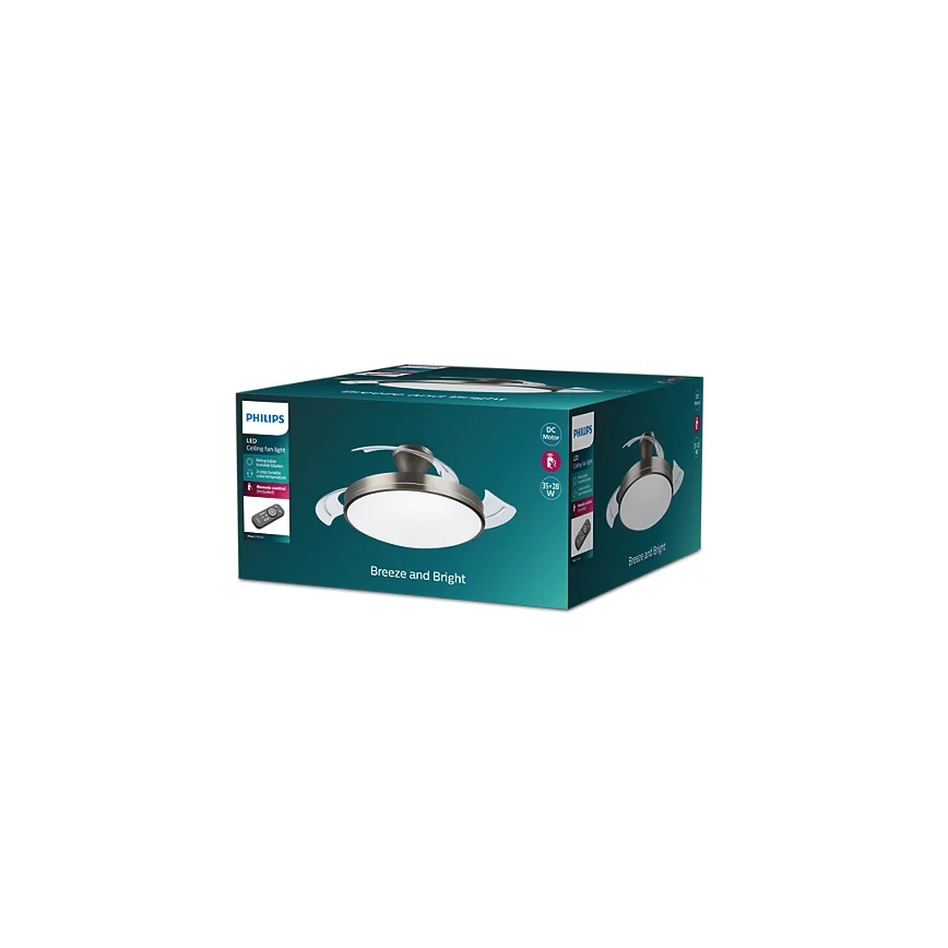 Philips - LED griestu lampa ar ventilatoru BLISS LED/35W/230V 5500/4000/2700K niķeļa apdare + tālvadības pults