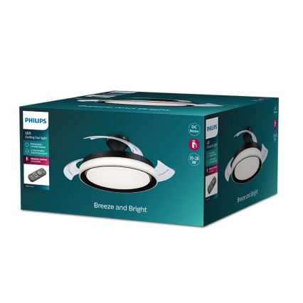 Philips - LED griestu lampa ar ventilatoru BLISS LED/35W/230V 5500/4000/2700K melna + ar tālvadības pulti