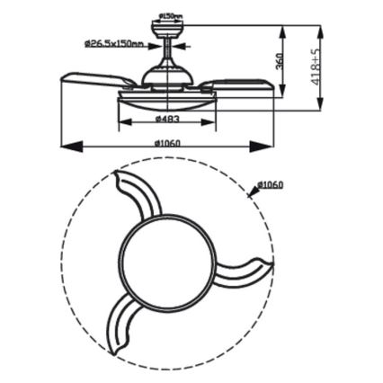 Philips - LED Griestu ventilators LED/35W/230V 5500/4000/2700K + tālvadības pults