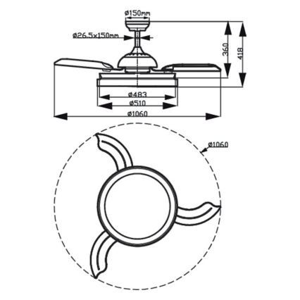 Philips - LED Griestu ventilators LED/35W/230V 5500/4000/2700K melns + tālvadības pults