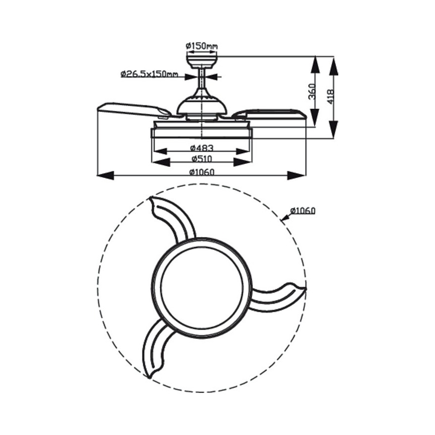Philips - LED Griestu ventilators LED/35W/230V 5500/4000/2700K melns + tālvadības pults