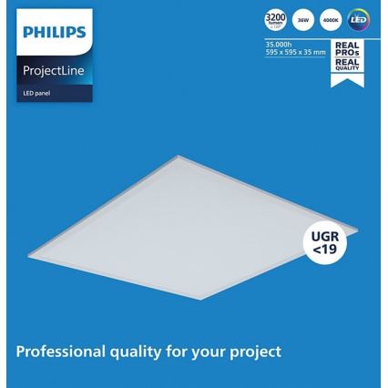 Philips - LED Iegremdējama lampa PROJECTLINE LED/36W/230V 59,5x59,5 cm