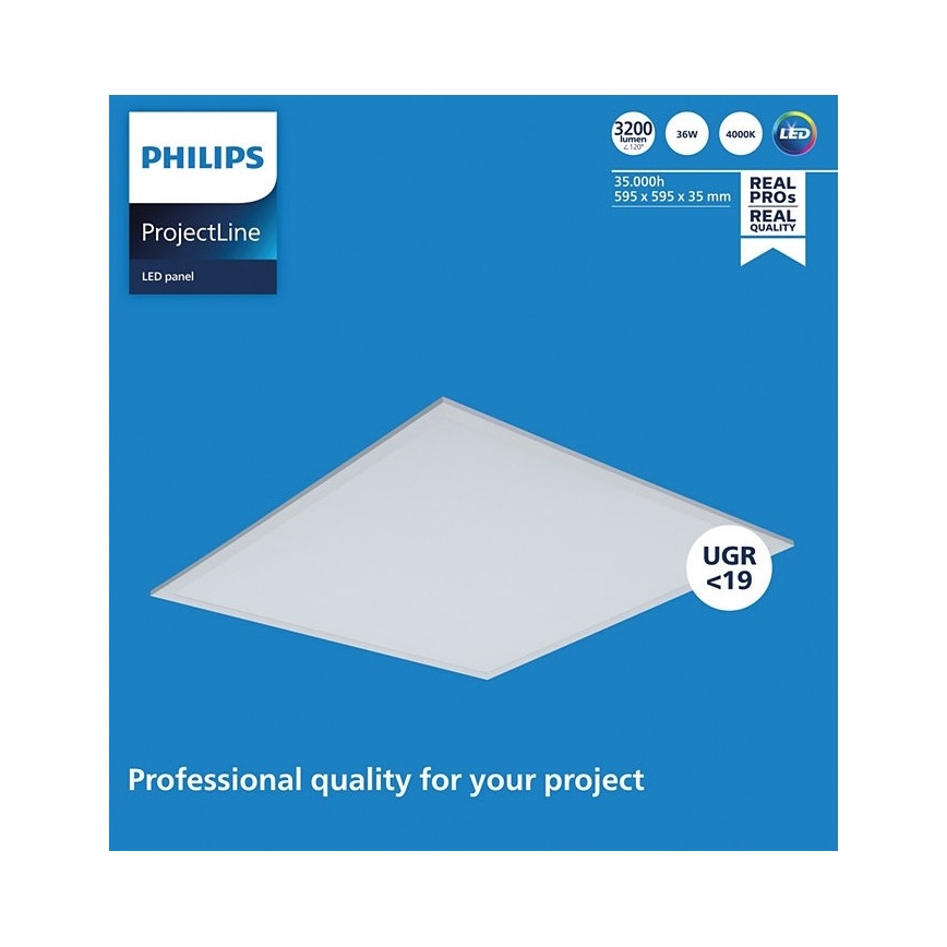 Philips - LED Iegremdējama lampa PROJECTLINE LED/36W/230V 59,5x59,5 cm
