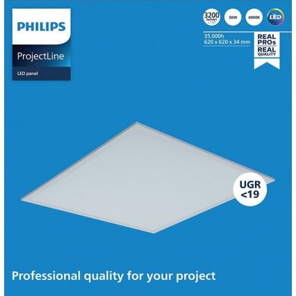 Philips - LED Panelis iegremdējams PROJECTLINE LED/36W/230V 62x62 cm