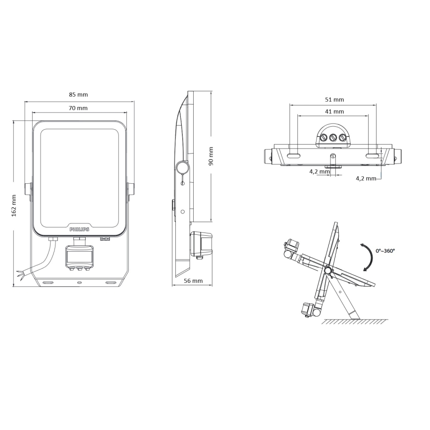 Philips - LED prožektors ar kustības un krēslas sensoru LEDINAIRE ALL-IN LED/10W/230V 3000/4000/6500K IP65