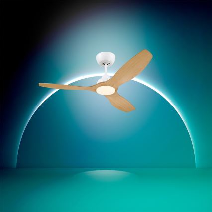 Philips - dimējams LED griestu ventilators OLAS LED/24W/230V Ø132 cm balts/brūns ar tālvadības pulti