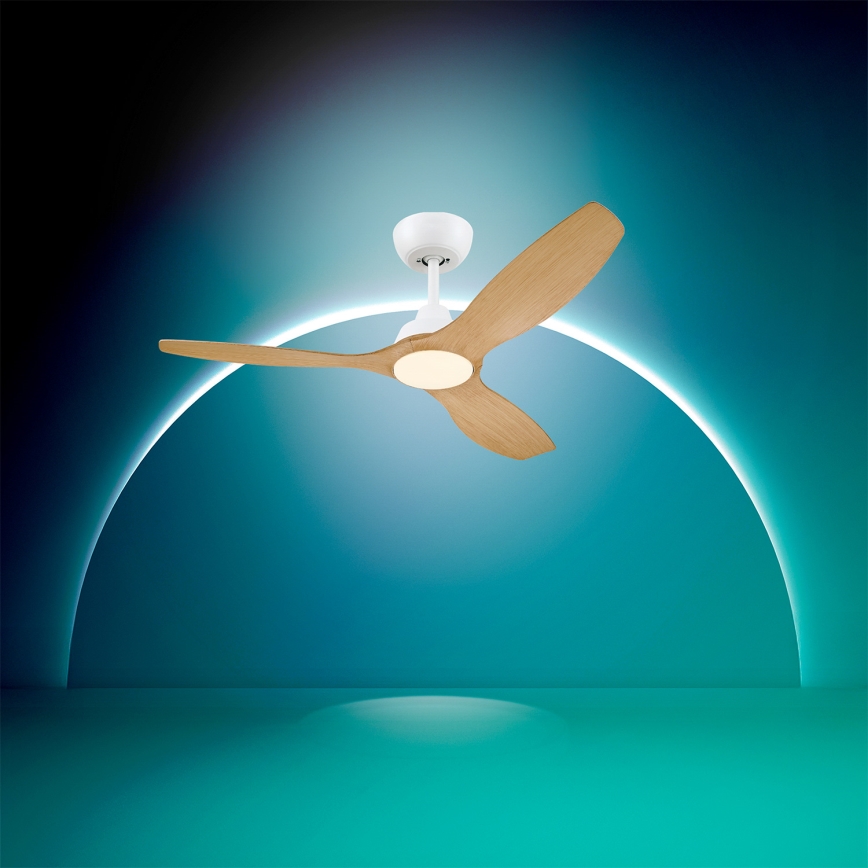 Philips - dimējams LED griestu ventilators OLAS LED/24W/230V Ø132 cm balts/brūns ar tālvadības pulti