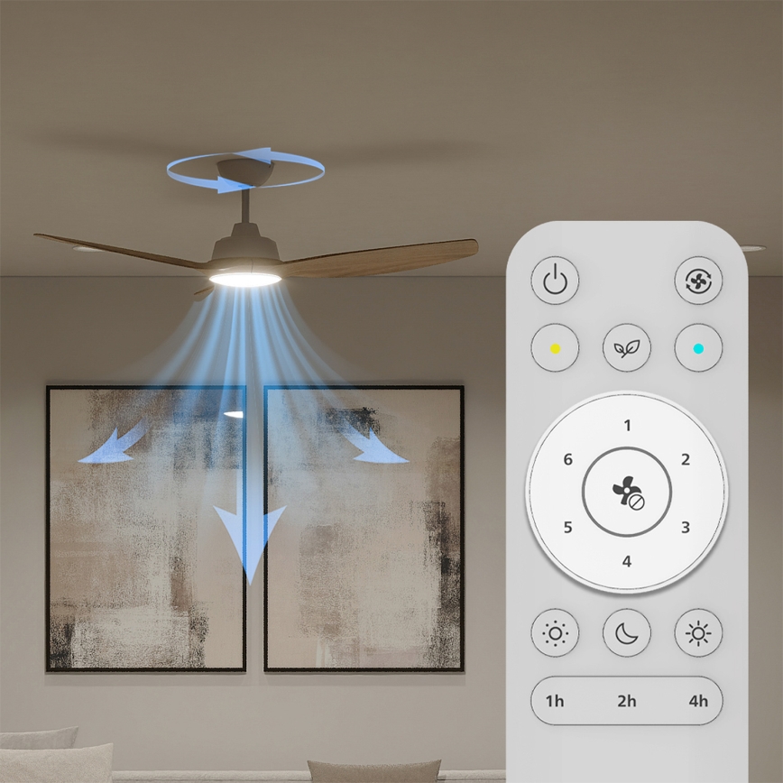 Philips - dimējams LED griestu ventilators OLAS LED/24W/230V Ø132 cm balts/brūns ar tālvadības pulti