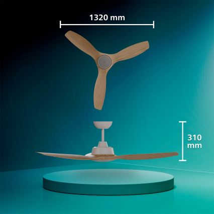 Philips - dimējams LED griestu ventilators OLAS LED/24W/230V Ø132 cm balts/brūns ar tālvadības pulti